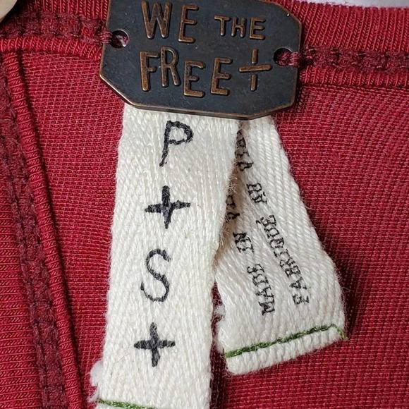 Free People We The Free Jacqueline Key Hole Tunic Red Size S - Picture 6 of 12